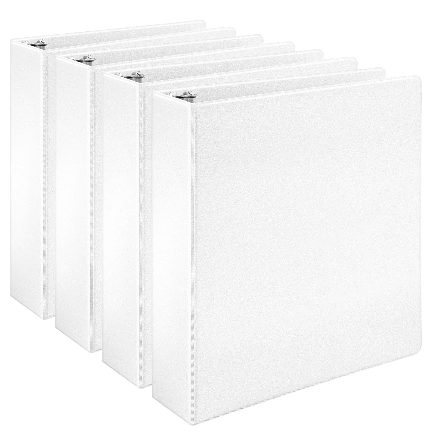 Amazon Basics 3 Ring Binders, 2 Inch, 4 Pack, D-Ring Organizer for School, Home Office, White